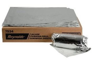 Pactiv 7534 Reynolds Cushion-Fold Sandwich Wrap Sheets, 14 x 16, Silver -  1000 / Case