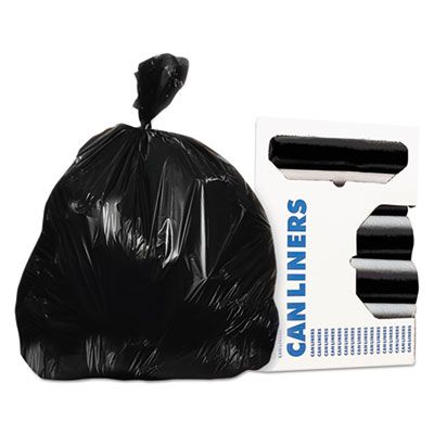 Heritage H8053PKR01 55 Gallon Trash Can Liners / Garbage Bags, 1.3 Mil, 40  x 53, Black - 100 / Case