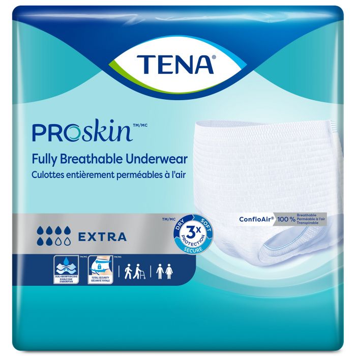 TENA ProSkin Fully Breathable Incontinence Underwear, Large (45-58 in.),  Extra - 64 / Case