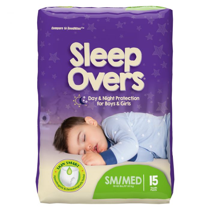 Sleep Overs Overnight Youth Underwear Pull-Ups, Small / Medium (45-65 lbs)  - 60 / Case