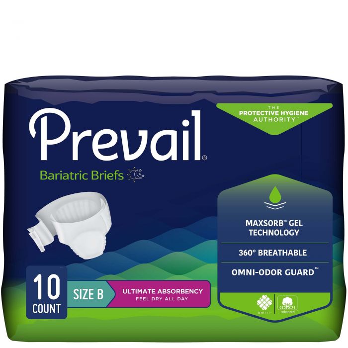 Prevail Bariatric Adult Diapers with Tabs, Size B 3X-Large (up to 100 in.),  Ultimate - 40 / Case