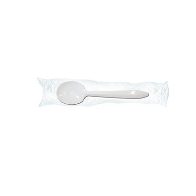 Max Packaging 361WF-A1 Wrapped Plastic Soup Spoons, Polypropylene, White - 1000 / Case