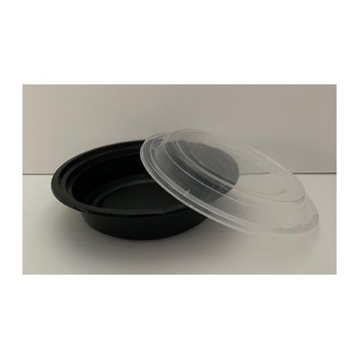 Kraft & Plastic F7024B 24 oz Microwave Safe Plastic Food Containers, Round, Black / Clear – 150 / Case