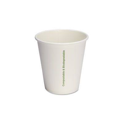 Genuine Joe 10214 10 oz Compostable Paper Hot Cups, White - 1000 / Case