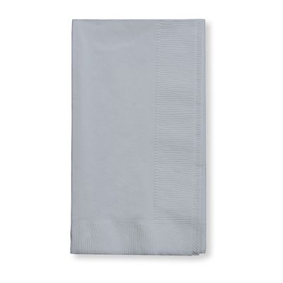 Creative Converting 673281B Touch of Color 2 Ply Paper Dinner Napkins, 1/8 Fold, Shimmering Silver - 600 / Case