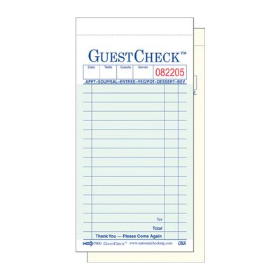 National Checking A7000 GuestCheck 2 Part Duplicate Carbonless 17 Line Guest Checks, 3-1/2" x 6-3/4", Green - 2500 / Case