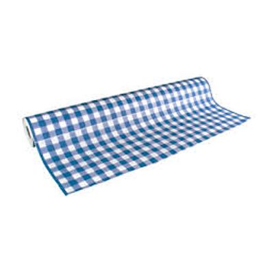 AEP 2TCBG300-GING Embossed Plastic Tablecloth Roll, 40" x 300', Blue Gingham - 1 / Case