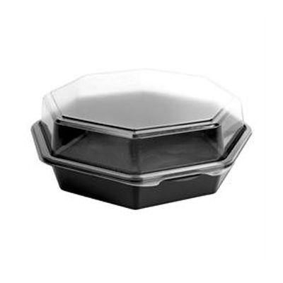 Solo 864612-PS94E OctaView Plastic Hinged Containers, 9.57" x 9.18" x 3.15" - 100 / Case