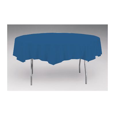 Creative Converting 703278 82" Round Plastic Tablecloths, Navy Blue - 12 / Case