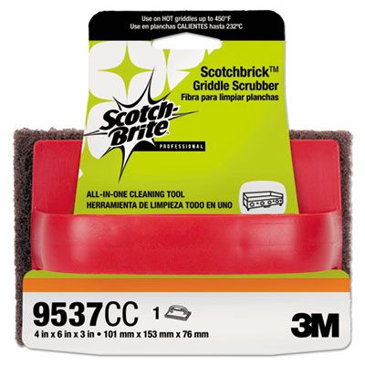 3M 59203 Scotch-Brite Scotchbrick Griddle Scrubber, 4" x 6" x 3", Red/Brown - 12 / Case