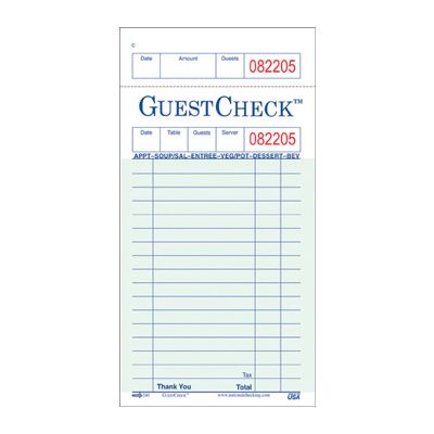 National Checking 240-50 GuestCheck 1 Single Part 17 Line Guest Checks, Green - 5000 / Case
