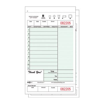 National Checking 947SW GuestCheck 2 Part Carbonless 11 Line Guest Check, 4-1/4" x 7-1/4", Green - 2000 / Case