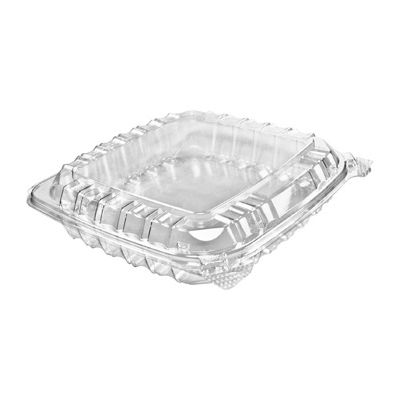 Dart Solo C89PST1 ClearSeal Plastic Hinged Container, 8-5/16" x 8-5/16" x 2", Clear - 250 / Case