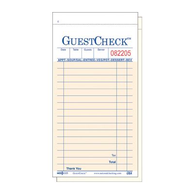 National Checking 105 GuestChecks 2 Part Carbon Duplicate, 16 Line Guest Checks, 3-1/2" x 6-3/4", Salmon - 2500 / Case