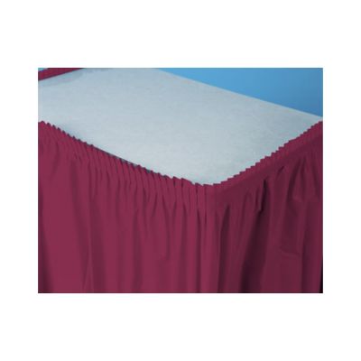 Creative Converting 743122 Touch of Color Plastic Table Skirt, 29" x 14', Burgundy - 6 / Case