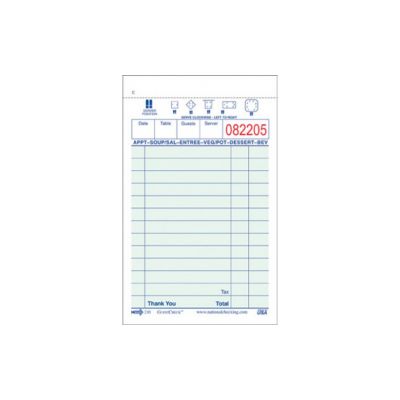 National Checking 210 Guest Check / Waiter Pad, Green, 1 Single Part, 13 Line, 3-1/2" x 5-1/2" - 10000 / Case