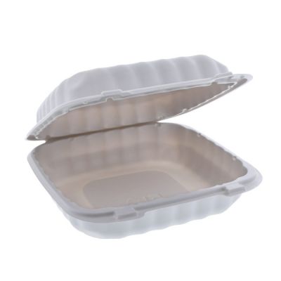 Pactiv YCN808010000 EarthChoice Container, TFPP, 8.31" x 8.35" x 3.1", White - 200 / Case