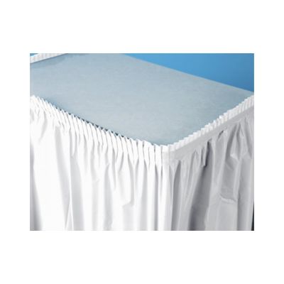 Creative Converting 733272 Touch of Color Plastic Table Skirt, 29" x 21.5', White - 6 / Case