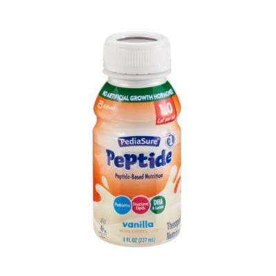 Abbott Nutrition 67407 PediaSure Peptide 1.0 Cal Pediatric Oral Supplement / Tube Feeding Formula, Vanilla Flavor, 8 oz Bottle - 24 / Case