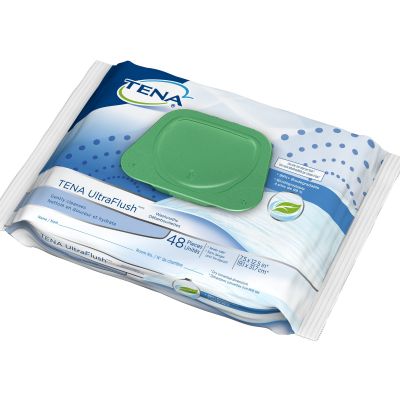 TENA 65726 UltraFlush Flushable Personal Wipes, Aloe / Vitamin E / Chamomile, Scented - 576 / Case