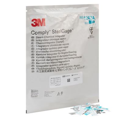 3M 1243A Comply SteriGage Sterilization Steam Chemical Integrator Strip, 2 Inch - 500 / Case