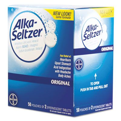 Alka-Seltzer Antacid and Pain Relief Medicine, 2 Tablets / Pack - 50 / Case