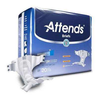 Attends Briefs Adult Diapers with Tabs, X-Large (58-63 in.), Heavy - 60 / Case