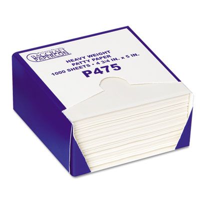 Bagcraft 051475 P475 PattyWax Waxed Heavy Patty Paper Sheets, 4-3/4" x 5", White - 24000 / Case