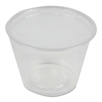 Boardwalk PRTN1TS 1 oz Plastic Souffle / Portion Cups, Polypropylene, Clear - 2500 / Case