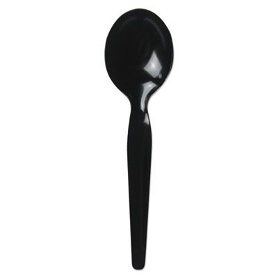 Boardwalk SOUPHWPSBLA Plastic Soup Spoons, Heavyweight Polystyrene, Black - 1000 / Case
