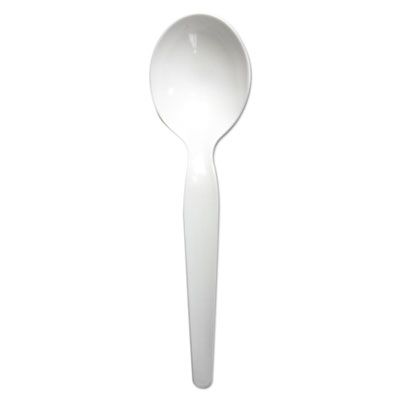 Boardwalk SOUPHWPSWH Plastic Soup Spoons, Heavyweight Polystyrene, White - 1000 / Case
