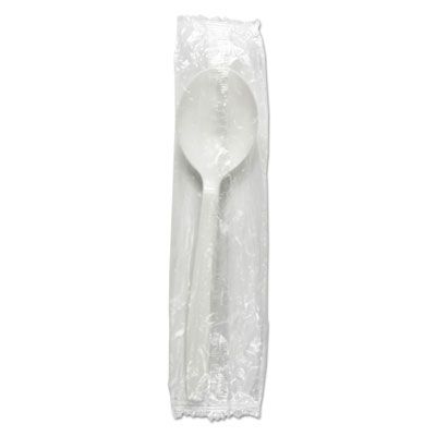 Boardwalk SSHWPPWIW Wrapped Plastic Soup Spoons, Heavyweight Polypropylene, White - 1000 / Case