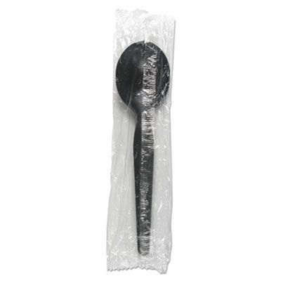 Boardwalk SSHWPSBIW Wrapped Plastic Soup Spoons, Heavyweight Polystyrene, Black - 1000 / Case