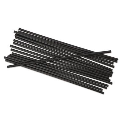 Boardwalk STRU525B10 5.25" Plastic Stir Straws, Black - 10000 / Case