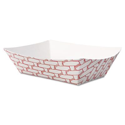 Boardwalk 30LAG050 1/2 Lb Paper Food Baskets / Trays, Red / White - 1000 / Case