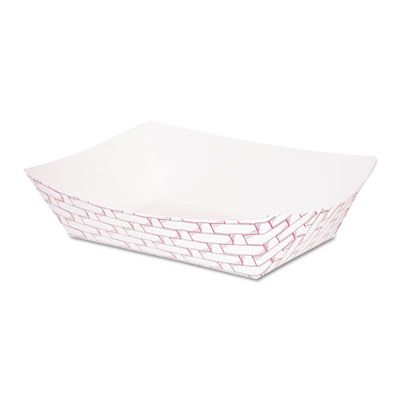 Boardwalk 30LAG100 1 LB Paper Food Baskets / Trays, Red / White - 1000 / Case
