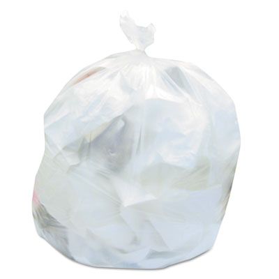 Boardwalk 434722 56 Gallon Trash Can Liners / Garbage Bags, 43" x 47", 19 Mic EQ, Natural - 150 / Case