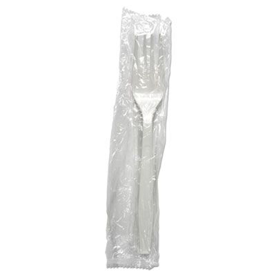 Boardwalk FORKHWPPWIW Wrapped Plastic Forks, Heavyweight Polypropylene, White - 1000 / Case