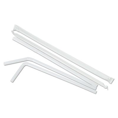 Boardwalk FSTW775W25 Flexible 7.75" Plastic Straws, Wrapped, White - 10000 / Case