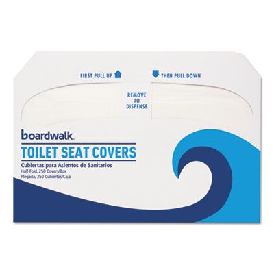 Boardwalk K5000B Half Fold Toilet Seat Covers, White - 5000 / Case