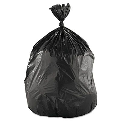 Boardwalk 385817BLK 60 Gallon Black Trash Can Liners / Garbage Bags, 38" x 58", 14 Mic, Black - 200 / Case