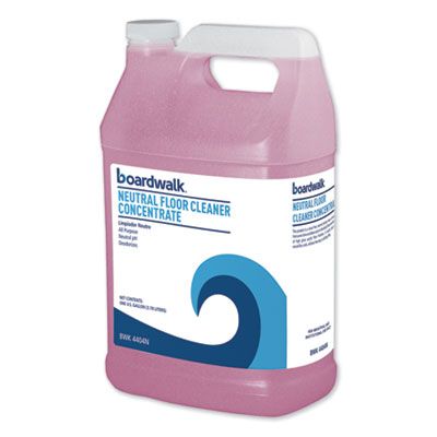 Boardwalk 4404N Neutral Floor Cleaner Concentrate, Lemon Scent, 1 Gallon Bottle - 4 / Case