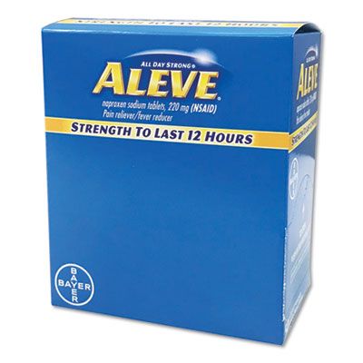 Aleve Pain Reliever Tablets, 1 Pill / Pouch - 50 / Case (BXAL50)