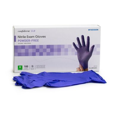 McKesson 14-6N34EC Confiderm 3.0 Nitrile Exam Gloves, Medium, Blue - 1000 / Case