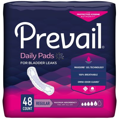 Prevail Daily Pads for Bladder Leaks, Maximum - 192 / Case