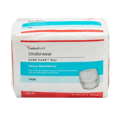 Cardinal Sure Care Plus Protective Pull-Up Underwear, Large (44-54 in.), Heavy - 72 / Case