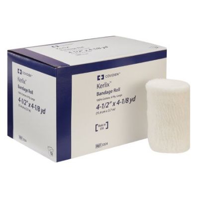 Cardinal Health 3324 Kerlix Gauze Fluff Bandage Roll, 6-Ply Cotton, 4-1/2" x 4-1/10 Yard - 48 / Case