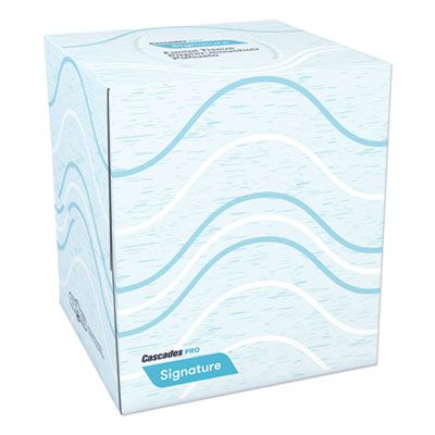 Cascades F710 Signature Facial Tissue, 2 Ply, 90 Tissues / Cube Box, White - 36 / Case