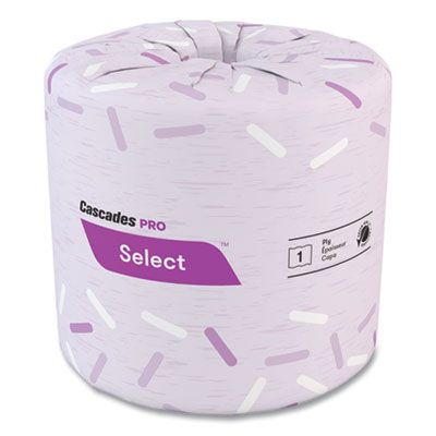 Cascades B150 Select Toilet Paper, 1 Ply, Recycled, 1210 Sheets / Standard Roll - 80 / Case
