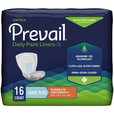 Prevail Daily Pant Liners Bladder Pads, Large Plus, Moderate Absorbency - 96 / Case
